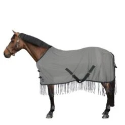 HKM Fliegendecke Fringes Silber/Grau