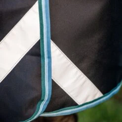 Amigo By Horseware Bravo 12 Turnout Disc Front 100g Navy/Türkis -TRUS Pferd Geschaft hw aart82 bedc amigo bravo 12 turnout lite 100g disc 10.120e33