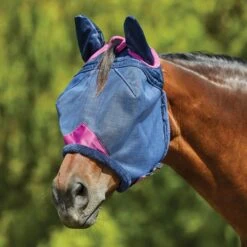 Weatherbeeta Fliegenmaske Comfitec Deluxe Durable Mesh Mit Ohren Schwarz/Lila -TRUS Pferd Geschaft wb 1009429000 navypurple wb fly mask ears image hero null.10c2f9 1